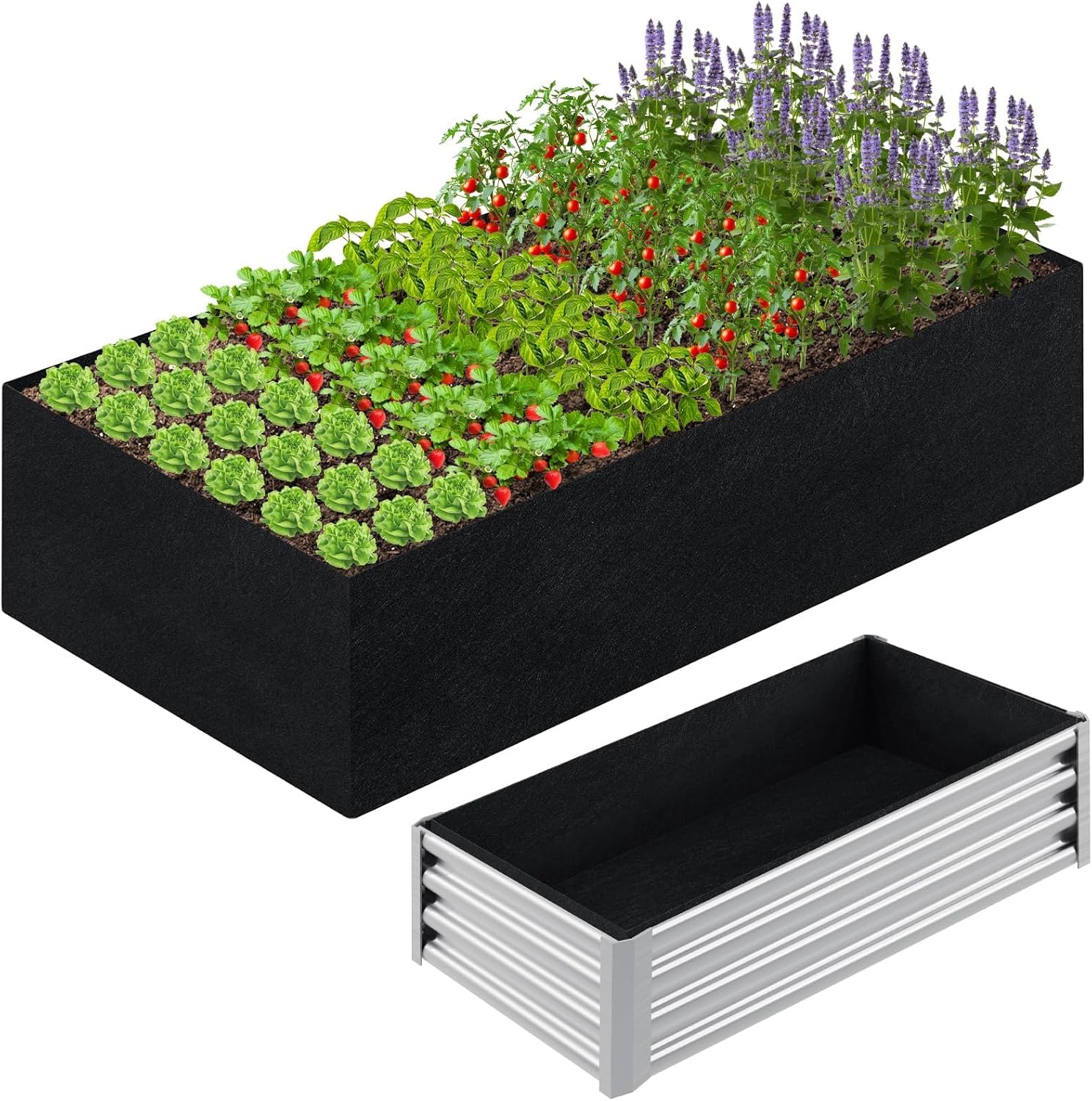 Grow Bags - Fabric Raised Garden Bed Liner 6x3x2ft,