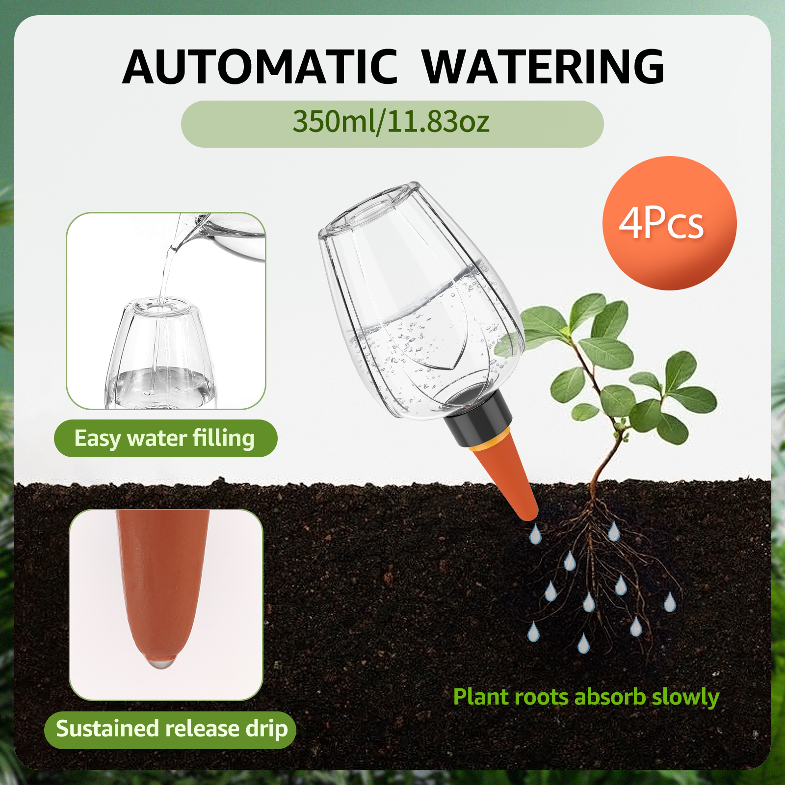 4Pcs Plant Watering Globe Clea - Root Watering Spike 리뷰 및 가격