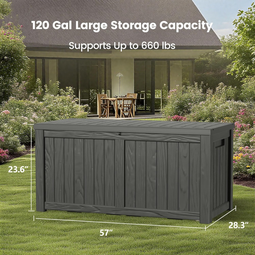 120 Gallon Outdoor Storage Box - Gardening Tools Box 리뷰 및 가격